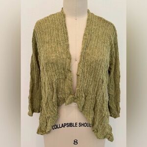 Chalet et Ceci Waterfall Cardigan Apple-Green Knit Crinkled Open M